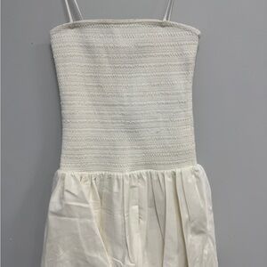 Alice + Olivia Drop waist bubble Mini Dress Elegant White Strapless Dress